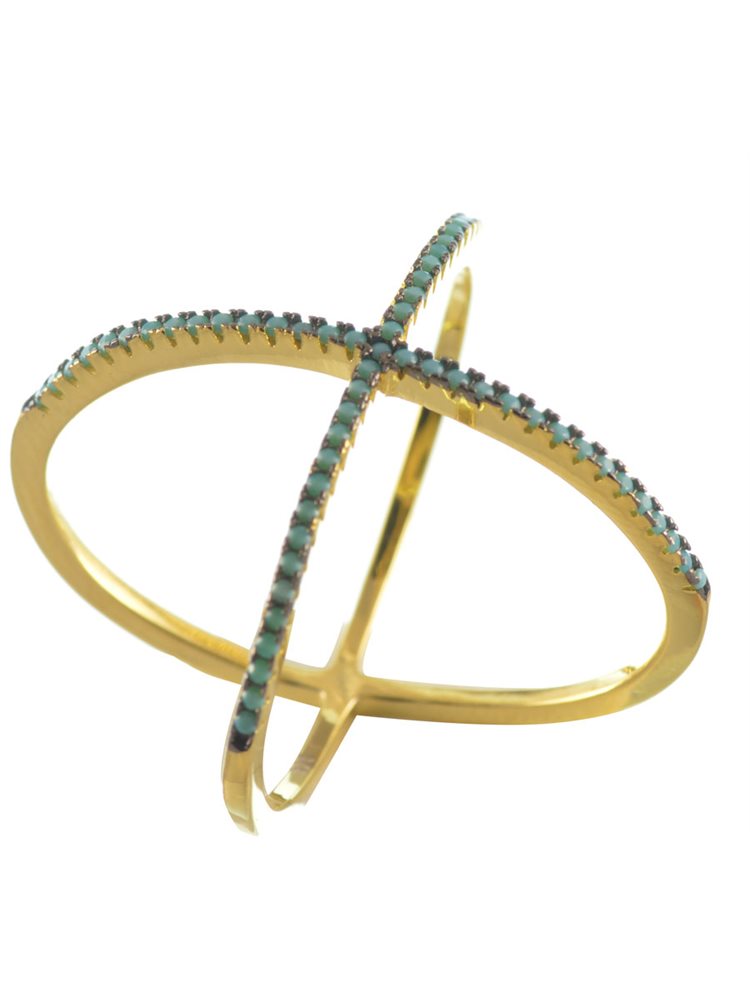 Μοντέρνο Δαχτυλίδι από επιχρυσωμένο ασήμι με πέτρες ζιργκόν