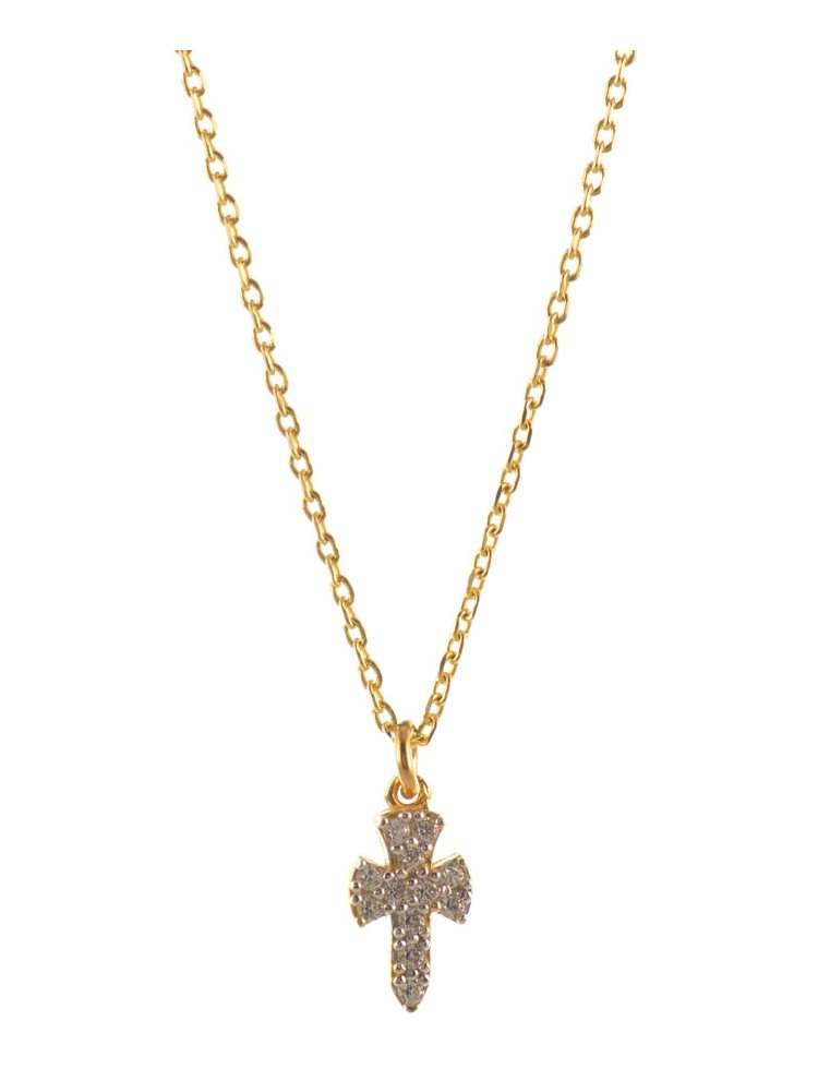 Κολιέ με σταυρό από επιχρυσωμένο ασήμι με πέτρες ζιργκόν
