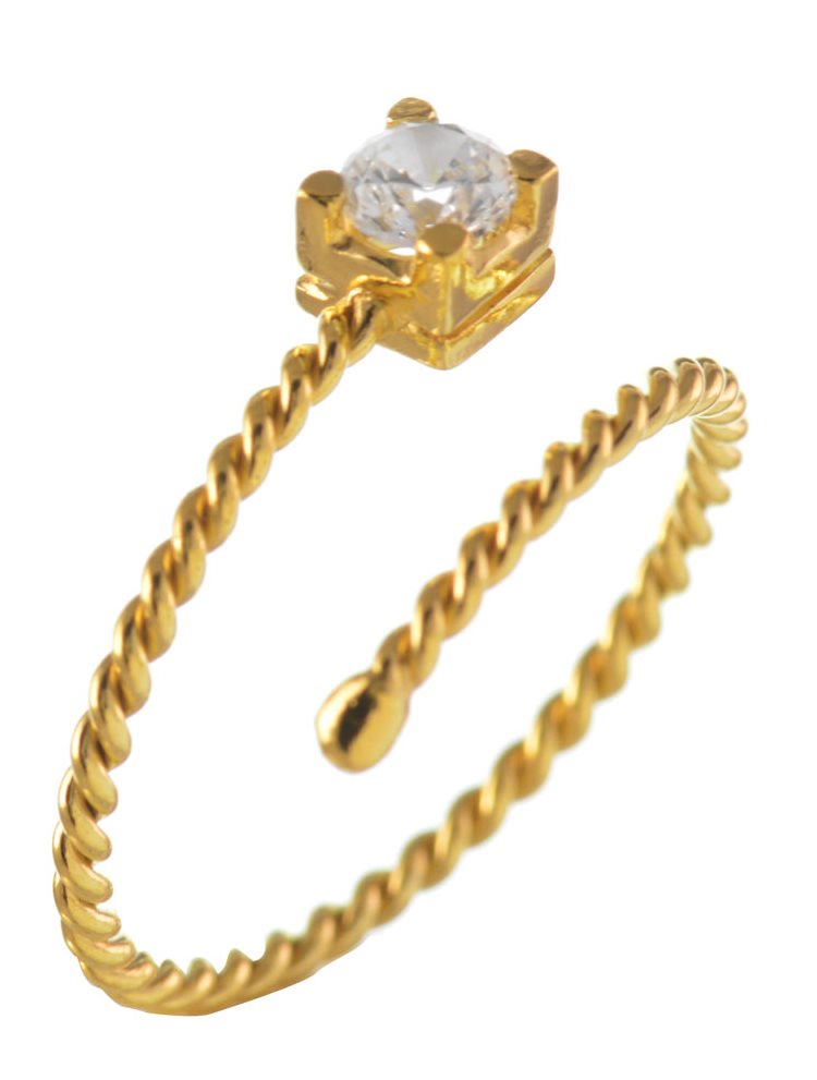 Χειροποίητο δαχτυλίδι από επιχρυσωμένο ασήμι με πέτρα ζιργκόν