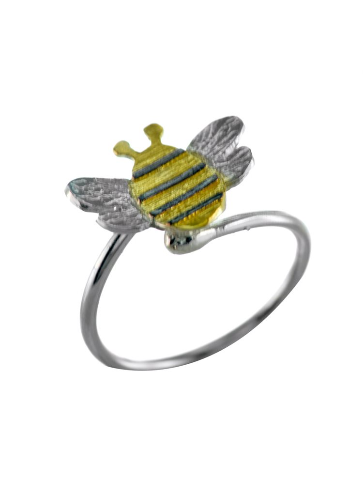 Χειροποίητο δαχτυλίδι μελισσούλα από ασήμι