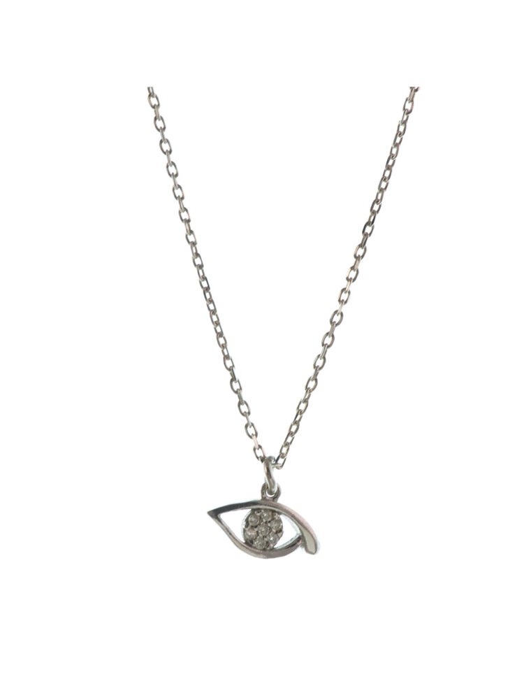 Κολιέ με ματάκι από ασήμι με πέτρες ζιργκόν