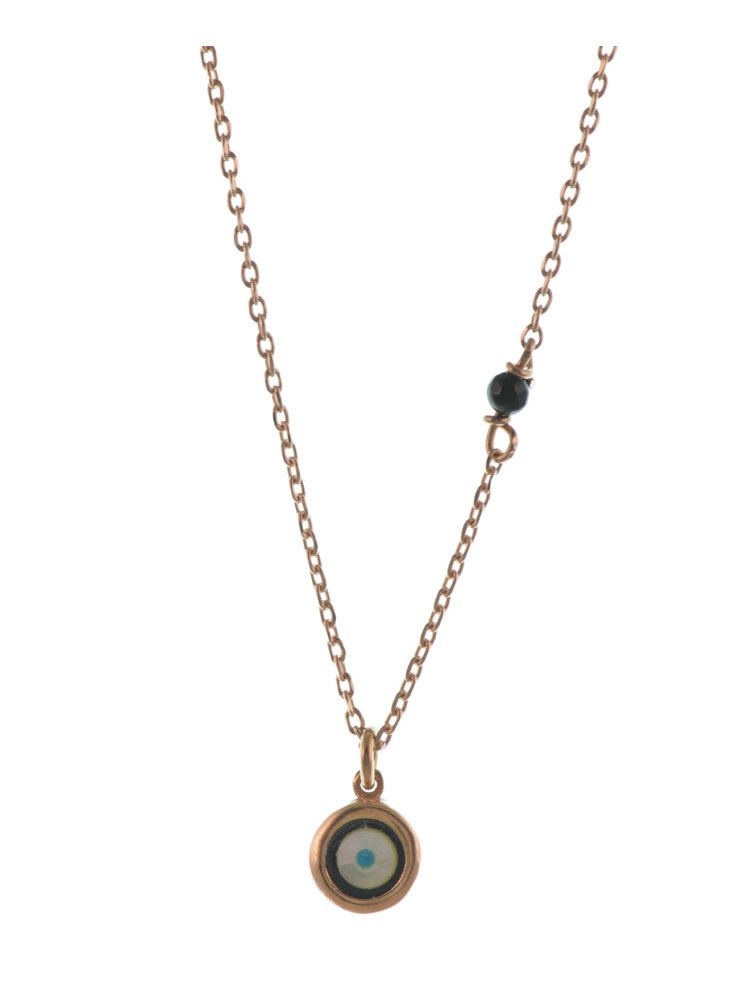 Κολιέ με ματάκι από ρόζ επιχρυσωμένο ασήμι