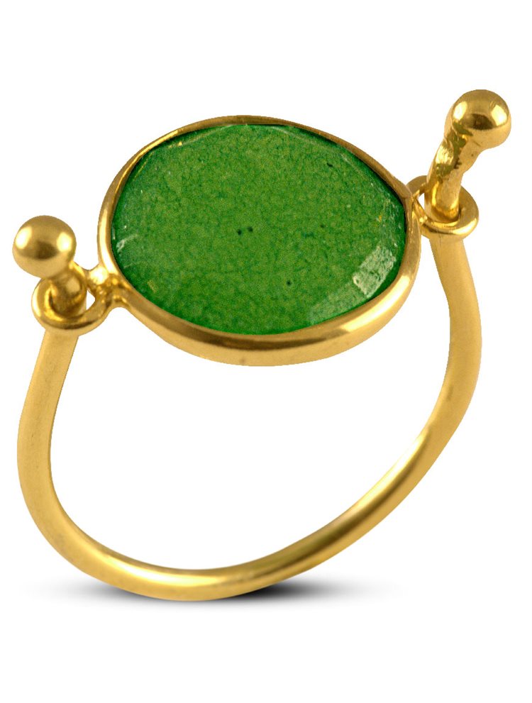 Δαχτυλίδι από επιχρυσωμένο ασήμι με ημιπολύτιμο πράσινο αχάτη