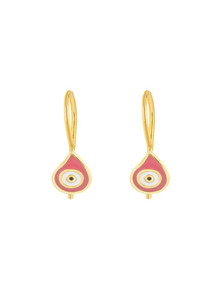 Παιδικά σκουλαρίκια ματάκια κρεμαστά από επιχρυσωμένο ασήμι και σμάλτο