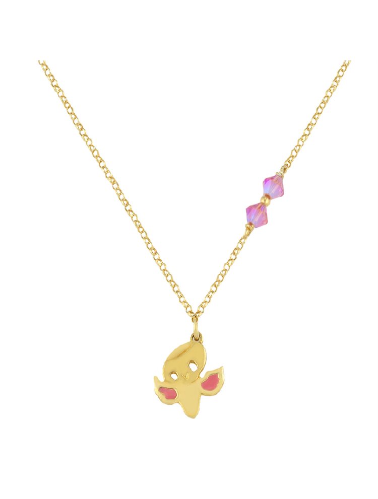 Παιδικό κολιέ από επιχρυσωμένο ασήμι με στοιχείο κοριτσάκι από ασήμι με σμάλτο