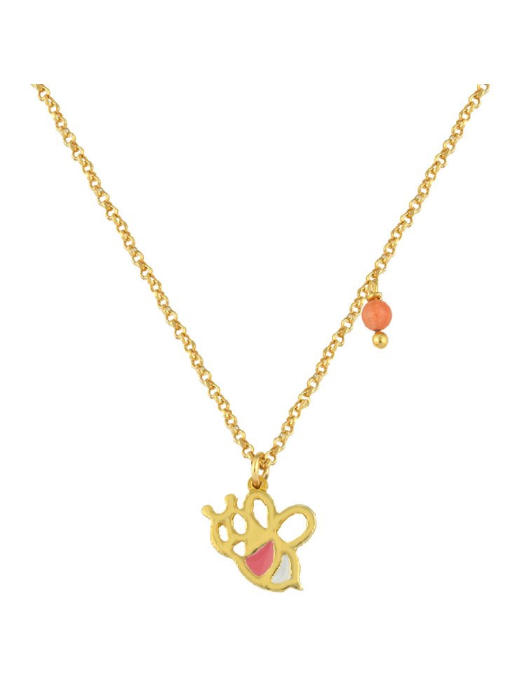 Παιδικό κολιέ από επιχρυσωμένο ασήμι με στοιχείο πεταλούδα από ασήμι με σμάλτο