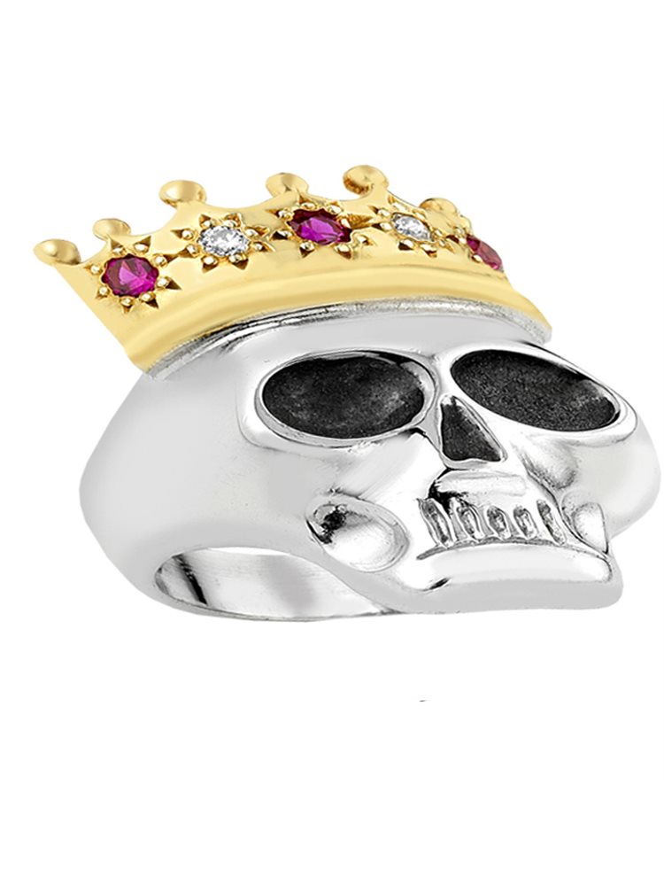 Δαχτυλίδι από ασήμι με νεκροκεφαλή από πέτρες ζιργκόν