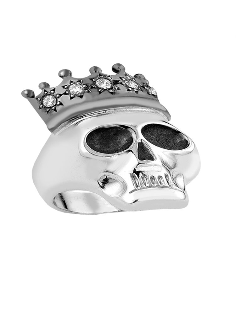 Δαχτυλίδι από ασήμι με νεκροκεφαλή από πέτρες ζιργκόν