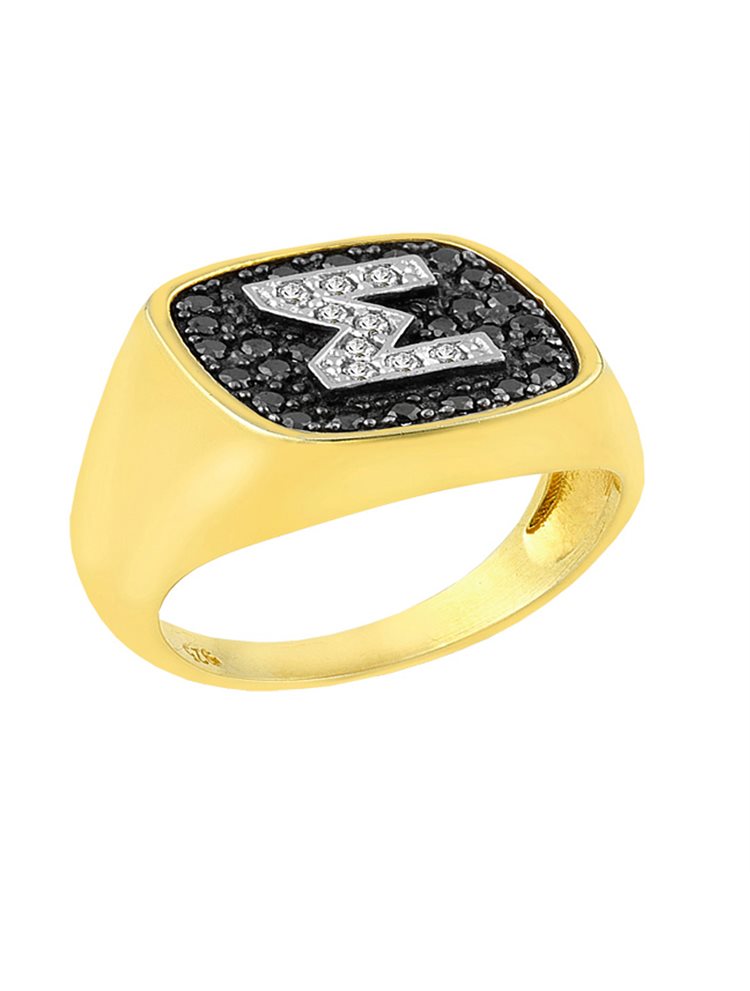 Δαχτυλίδι από επιχρυσωμένο ασήμι 925 με το μονόγραμμα Σ