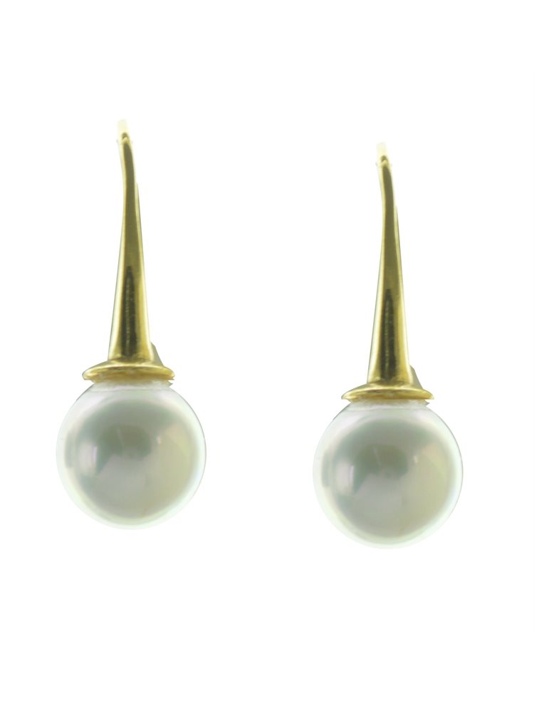 Εντυπωσιακό ζευγάρι σκουλαρίκια από επιχρυσωμένο ασήμι με πέρλα σε medium μέγεθος