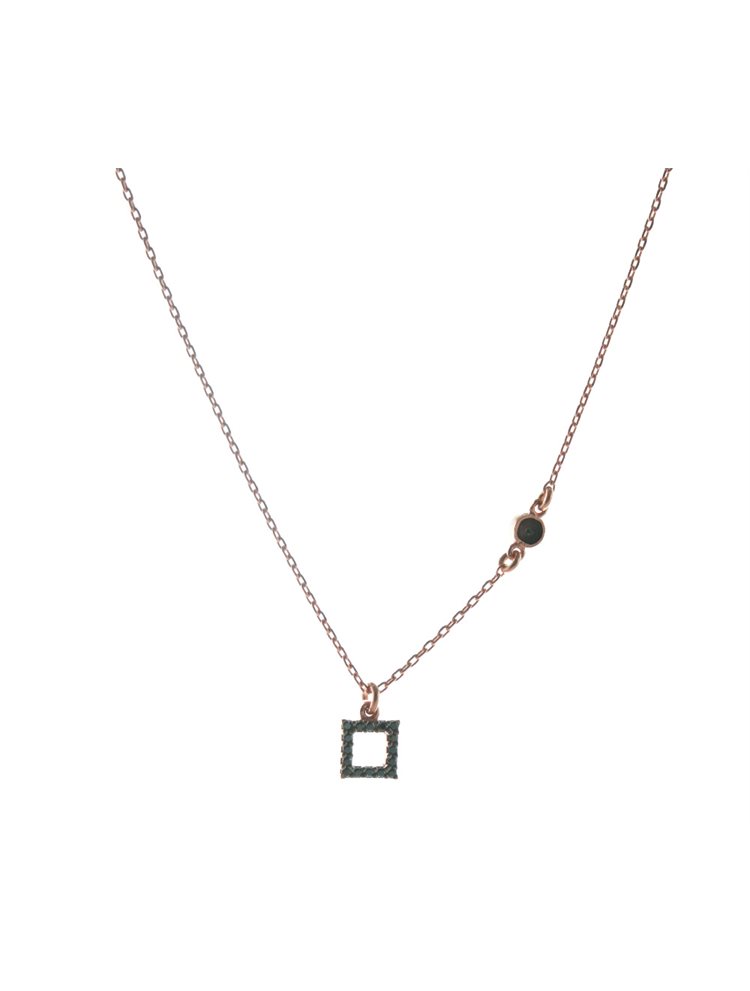 Κολιέ διακριτικό με στοιχείο από ρόζ επιχρυσωμένο ασήμι με πέτρες ζιργκόν