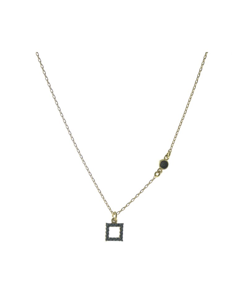 Κολιέ διακριτικό με στοιχείο από επιχρυσωμένο ασήμι με πέτρες ζιργκόν