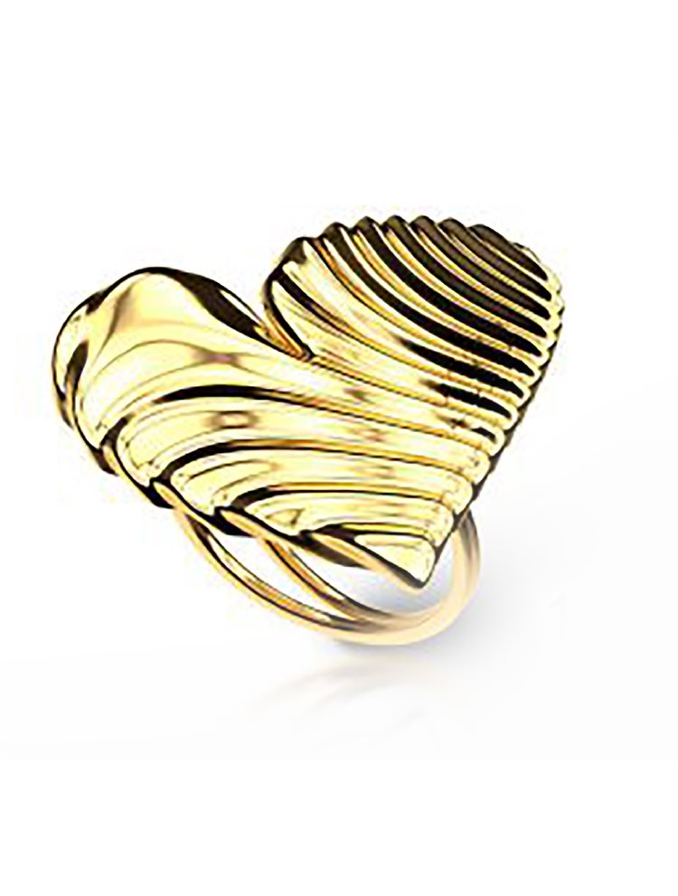 Εντυπωσιακό δαχτυλίδι από επιχρυσωμένο ασήμι σε σχήμα καρδιάς συλλόγη Waves