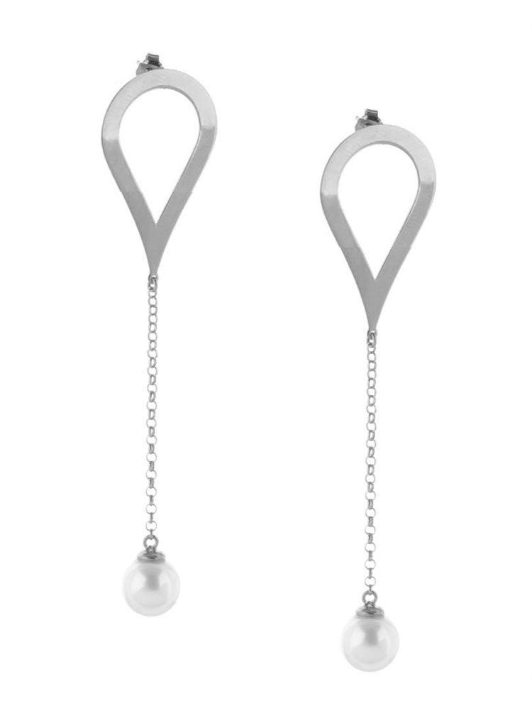 Μοντέρνο ζευγάρι σκουλαρίκια γεωμετρικό σχέδιο από ασήμι