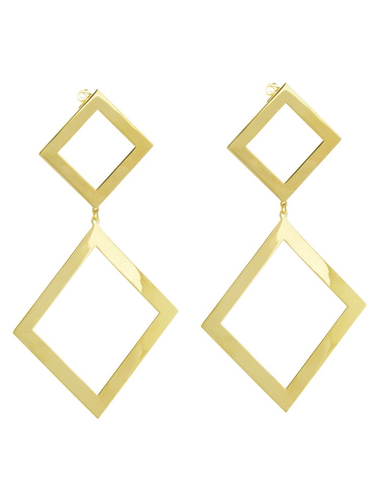 Μοντέρνο ζευγάρι σκουλαρίκια γεωμετρικό σχέδιο από επιχρυσωμένο ασήμι