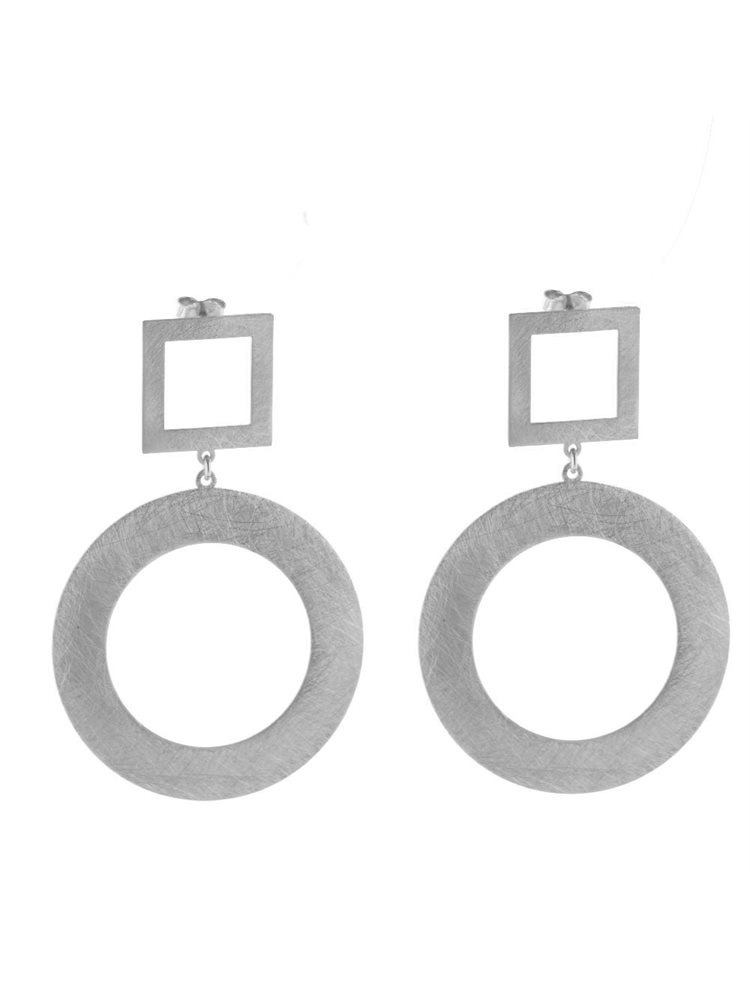 Μοντέρνο ζευγάρι σκουλαρίκια γεωμετρικό σχέδιο από ασήμι