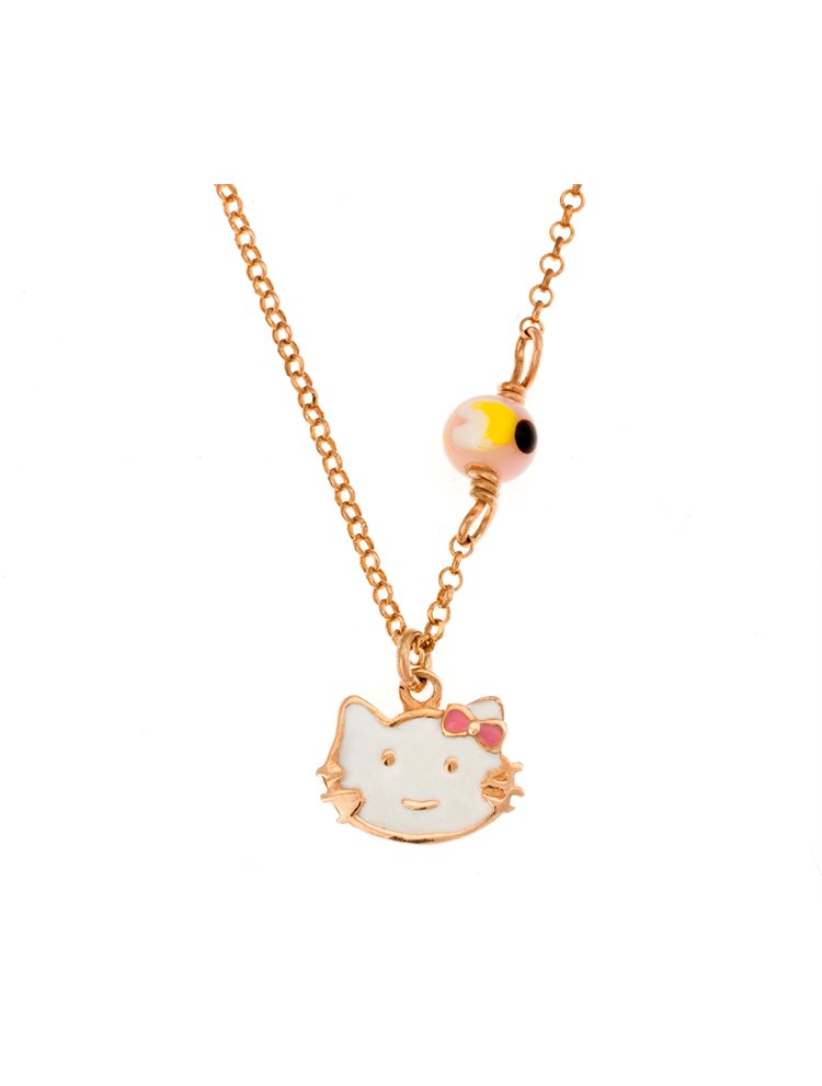 Παιδικό κολιέ από ρόζ επιχρυσωμένο ασήμι