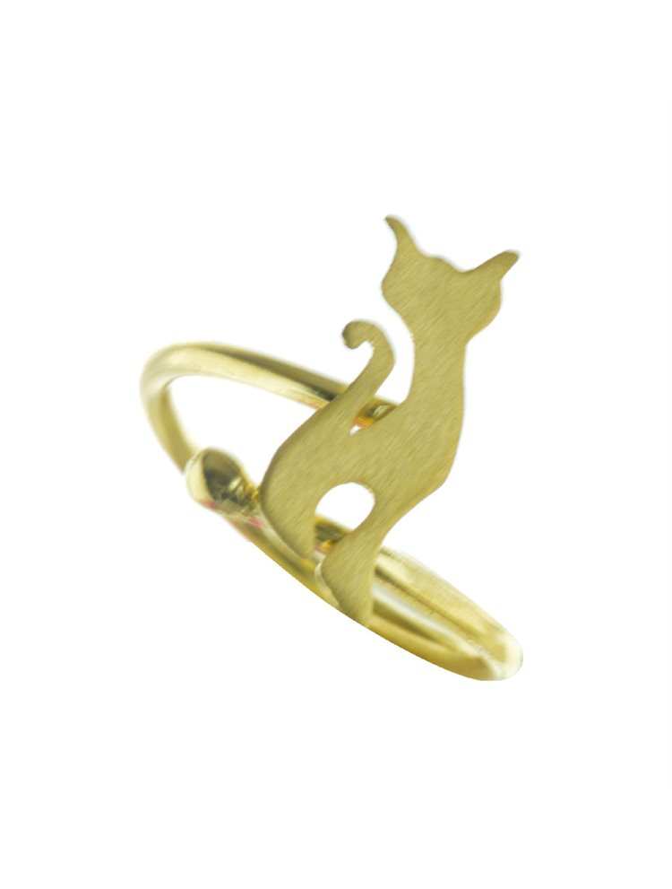 Χειροποίητο δαχτυλίδι γάτα από επιχρυσωμένο ασήμι