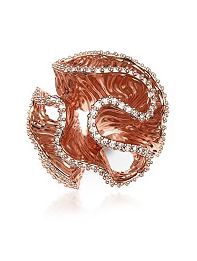Εντυπωσιακό δαχτυλίδι συλλογή flamengo από ρόζ επιχρυσωμένο ασήμι με πέτρες EUROPEAN CRYSTALS