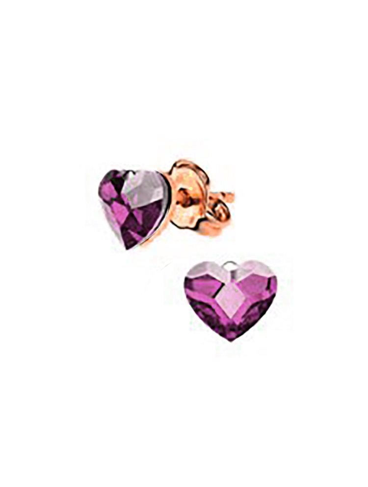 Σκουλαρίκια συλλογή Love καρδιά από ρόζ επιχρυσωμένο ασήμι με πέτρες EUROPEAN CRYSTALS