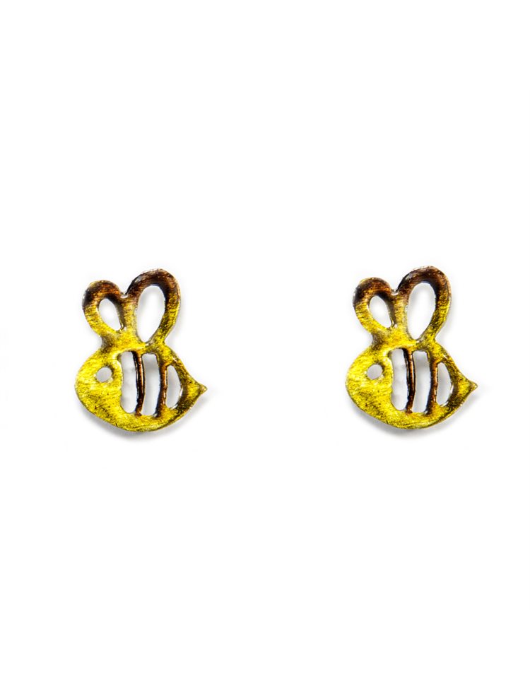 Χειροποίητα σκουλαρίκια παιδικά μέλισσες από ασήμι με σμάλτο