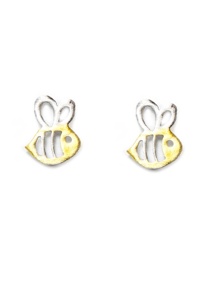 Χειροποίητα σκουλαρίκια μέλισσες παιδικά από επιχρυσωμένο ασήμι