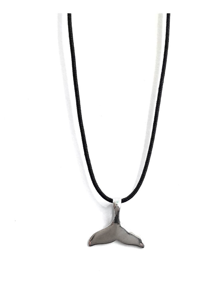 Ανδρικό κολιέ ουρά φάλαινας ασημένιο με αυξομειώμενο κορδόνι