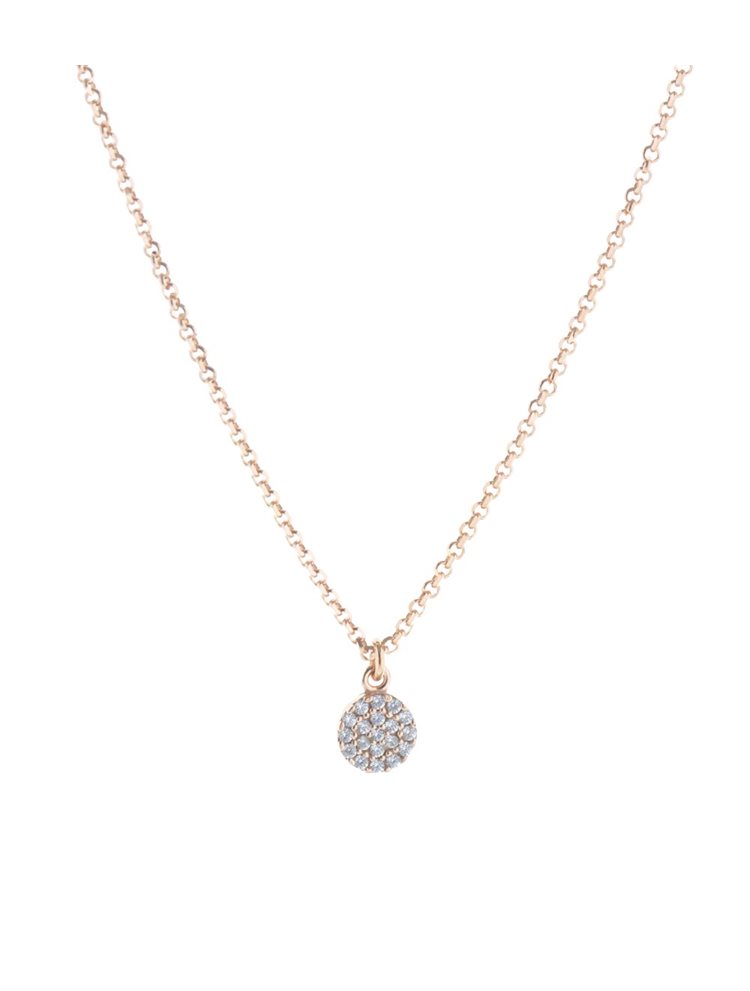 Κολιέ από ρόζ επιχρυσωμένο ασήμι κύκλος με πέτρες ζιργκόν