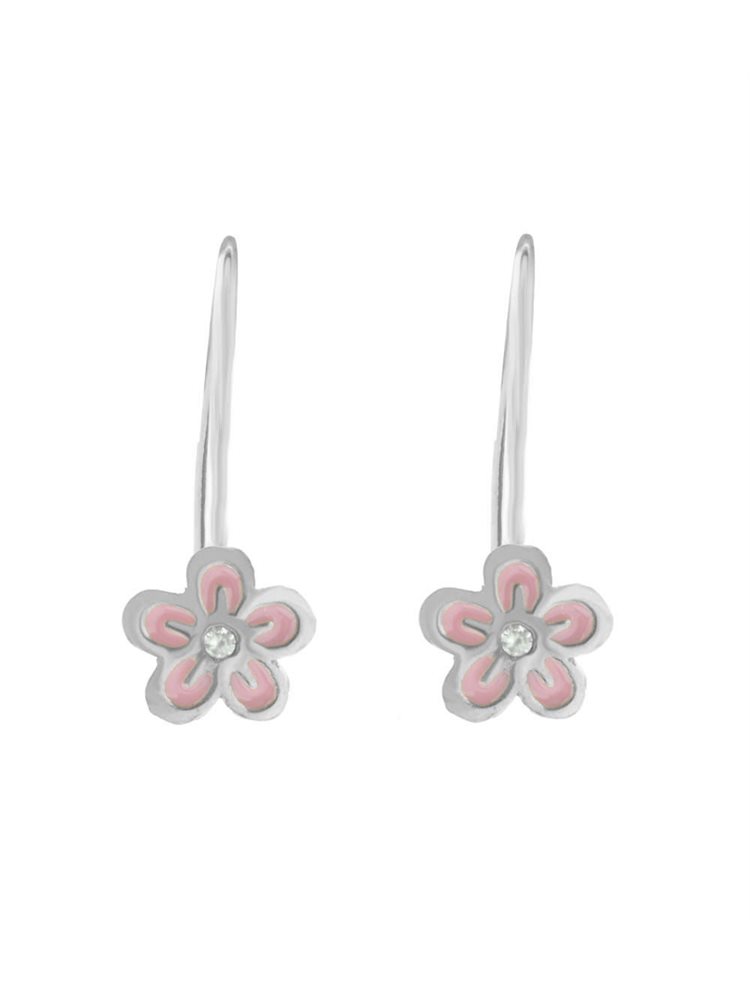 Σκουλαρίκια παιδικά κρεμαστά λουλούδια από ασήμι