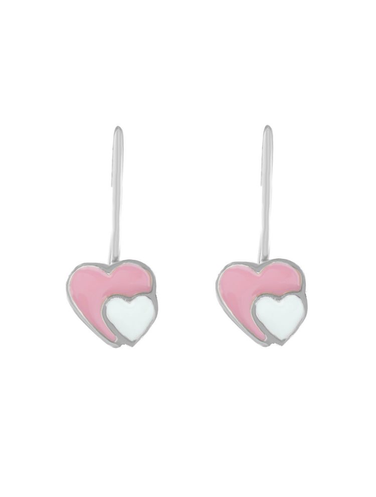 Σκουλαρίκια παιδικά κρεμαστά καρδιές από ασήμι