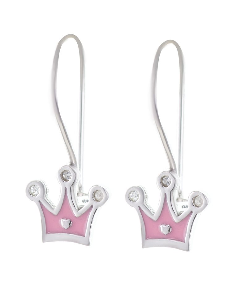 Σκουλαρίκια παιδικά κρεμαστά κορώνες από ασήμι