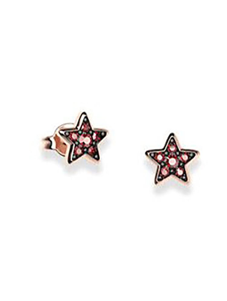 Σκουλαρίκια αστέρια από ρόζ επιχρυσωμένο ασήμι με πέτρες EUROPEAN CRYSTALS