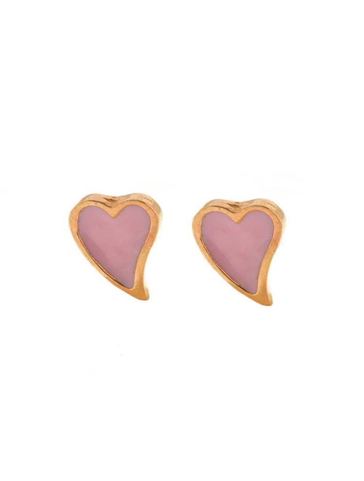 Παιδικά σκουλαρίκια από ρόζ επιχρυσωμένο ασήμι καρδιές