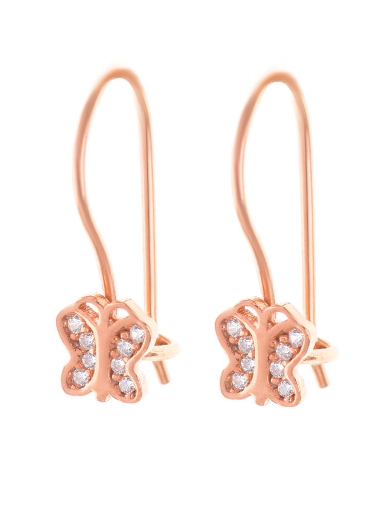 Σκουλαρίκια παιδικά από ρόζ επιχρυσωμένο ασήμι πεταλούδες