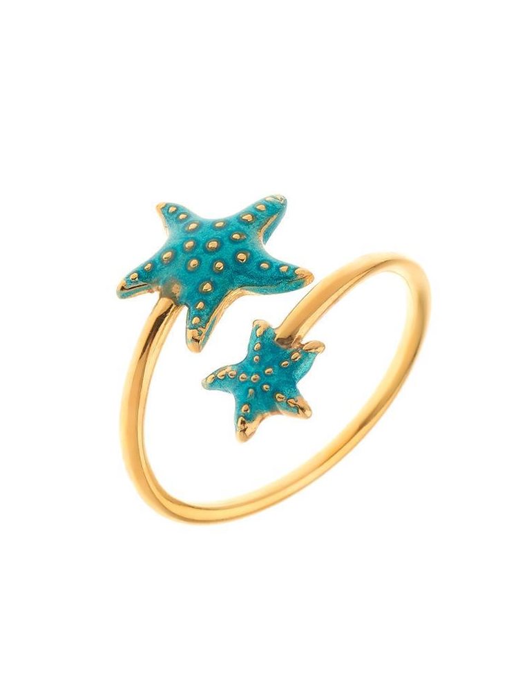 Δαχτυλίδι από επιχρυσωμένο ασήμι με αστερίες