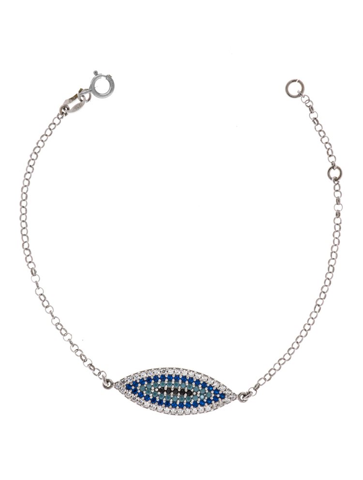 Διακριτικό βραχιόλι από ασήμι με εντυπωσιακό μάτι με πέτρες ζιργκόν