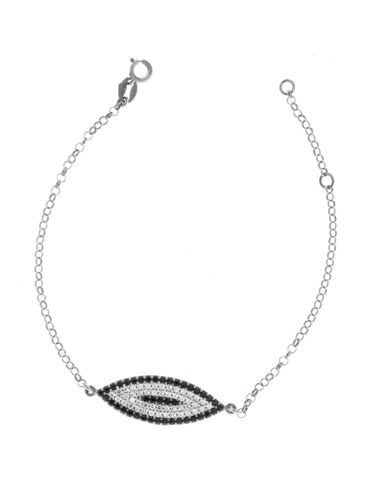 Διακριτικό βραχιόλι από ασήμι με εντυπωσιακό μάτι με πέτρες ζιργκόν