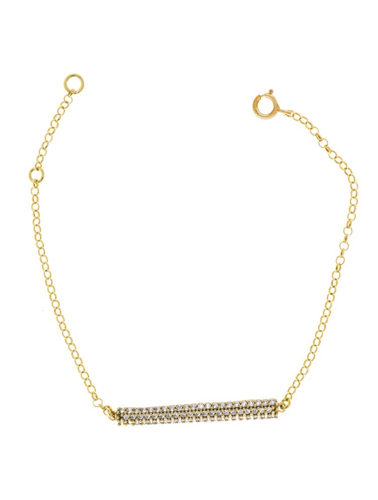 Βραχιόλι από επιχρυσωμένο ασήμι με εντυπωσιακή μπάρα με πέτρες ζιργκόν