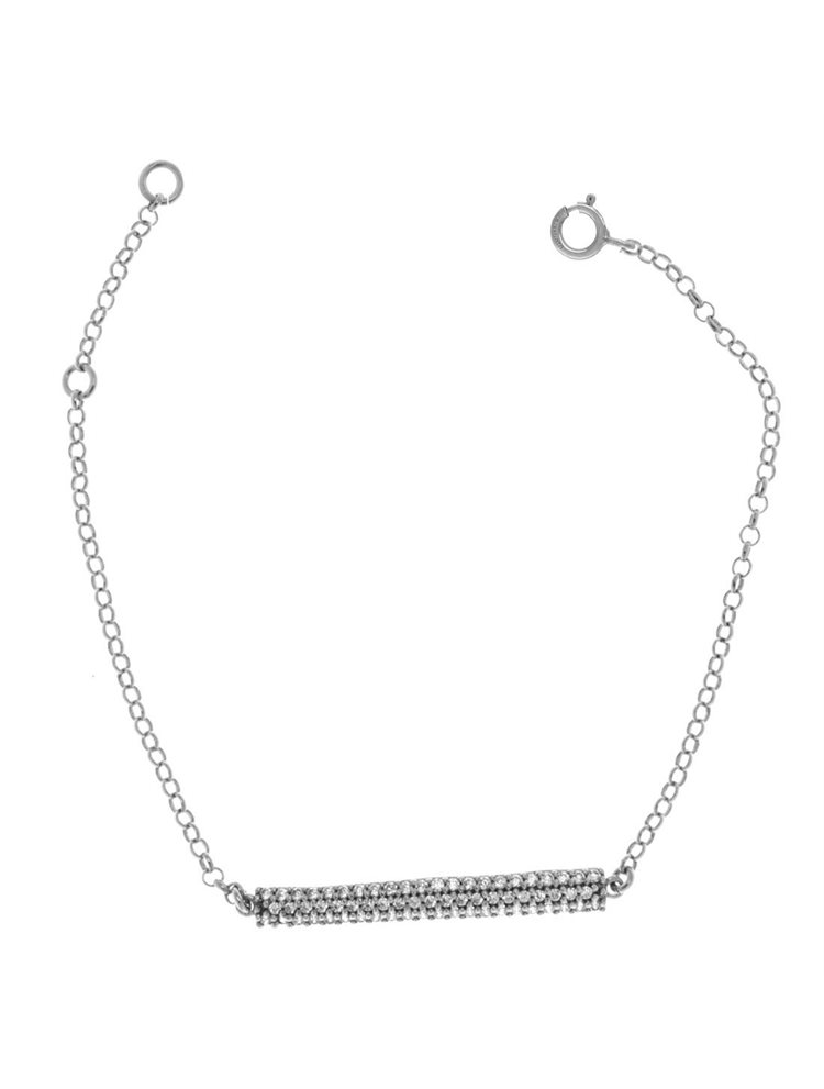 Βραχιόλι από ασήμι με εντυπωσιακή μπάρα με πέτρες ζιργκόν