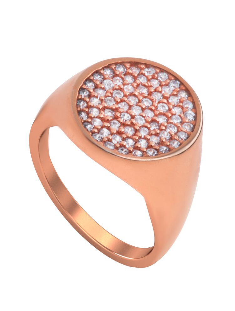 Δαχτυλίδι από ρόζ επιχρυσωμένο ασήμι με πέτρες ζιργκόν