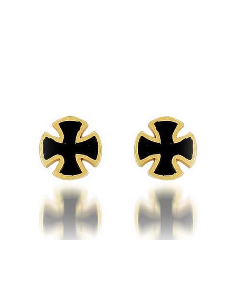 Διακριτικά σκουλαρίκια χρυσά 9 καρατίων Κ9 σταυροί με σμάλτο