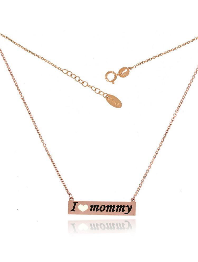 Κολιέ I love mommy από ρόζ χρυσό 14Κ