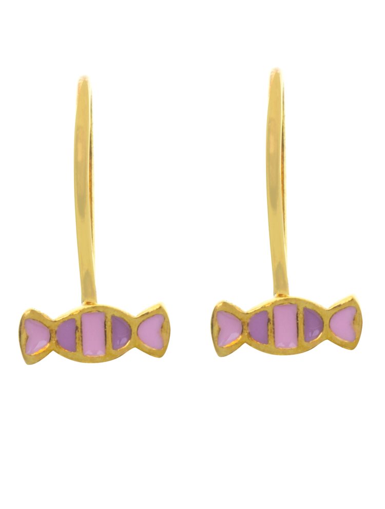 Παιδικό ζευγάρι σκουλαρίκια κρεμαστό από επιχρυσωμένο ασήμι 925 καραμελίτσα