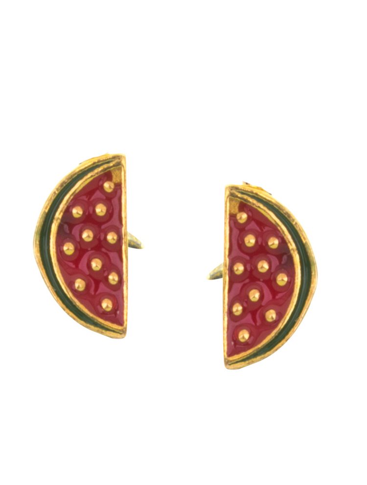 Παιδικό ζευγάρι σκουλαρίκια καρφωτό από επιχρυσωμένο ασήμι 925 με καρπούζι