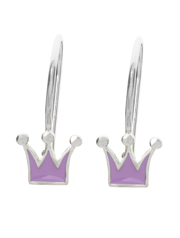 Παιδικό ζευγάρι σκουλαρίκια κρεμαστό από ασήμι 925 με κορώνες