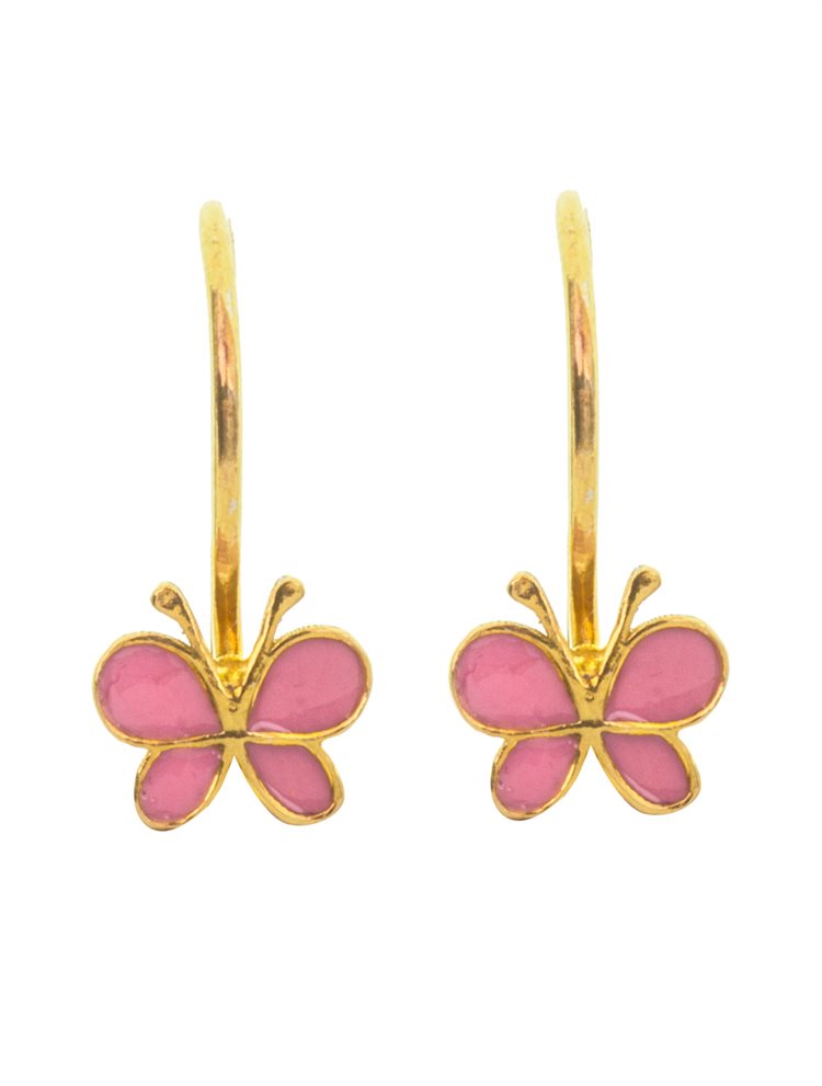 Παιδικό ζευγάρι σκουλαρίκια κρεμαστό από επιχρυσωμένο ασήμι 925 με πεταλούδες