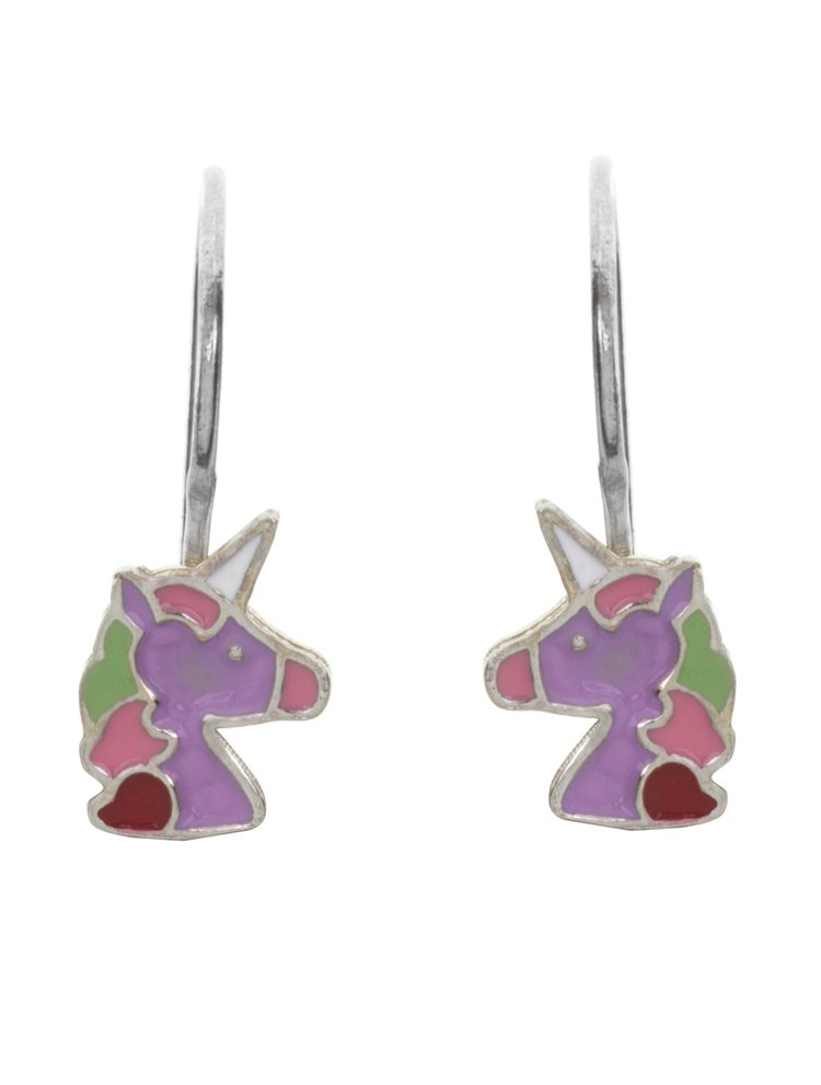 Παιδικό ζευγάρι σκουλαρίκια κρεμαστό από ασήμι 925 με μονόκερο