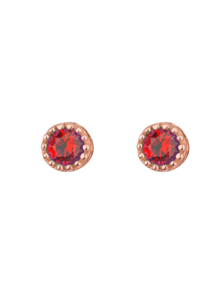 Σκουλαρίκια στρογγυλλά από ρόζ επιχρυσωμένο ασήμι με πέτρες ζιργκόν σε χρώμα κόκκινο 3221768