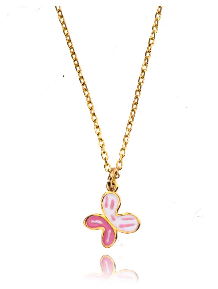 Παιδικό μοντέρνο κολιέ για κορίτσι από επιχρυσωμένο ασήμι 925 πεταλούδα με σμάλτο