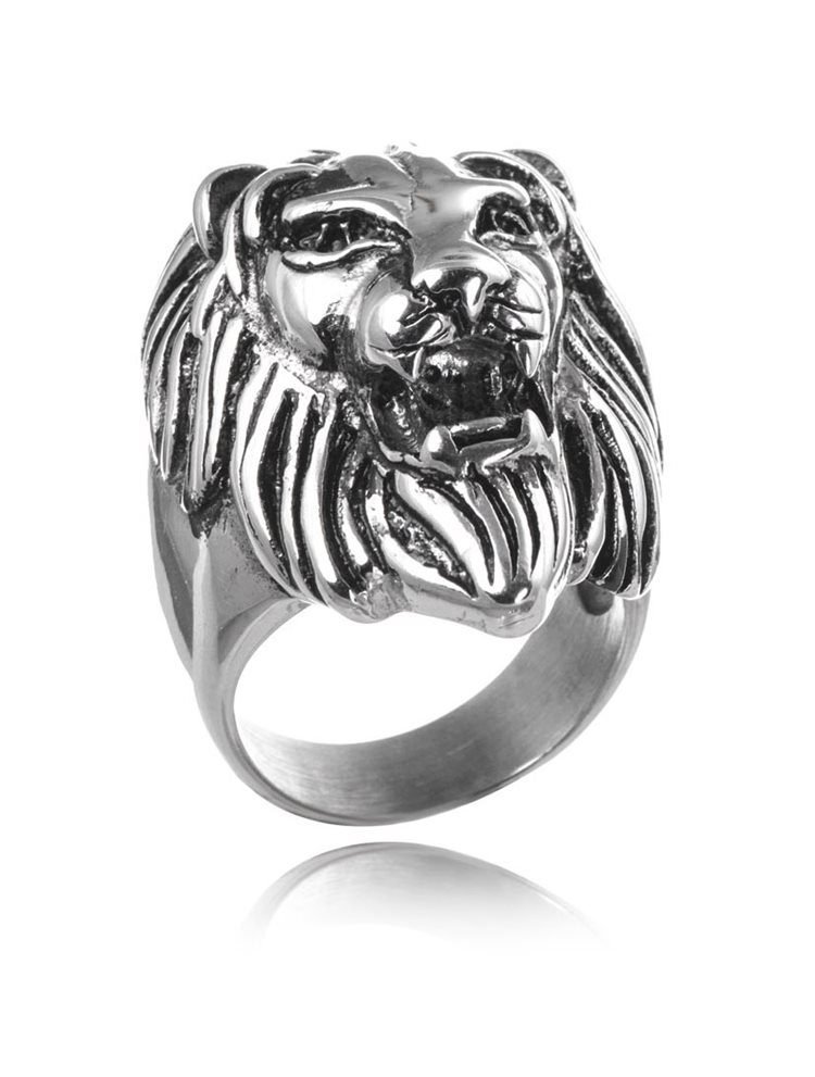 Ανδρικό δαχτυλίδι από ανοξείδωτο ατσάλι με σχέδιο λιοντάρι